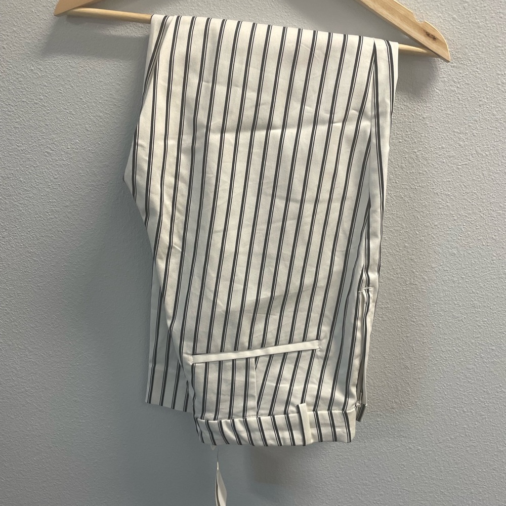 New H&M Striped Super Stretch Slacks 12 Regular.